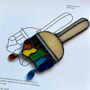 Rainbow Paintbrush Stained Glass Pattern: Neopets Suncatcher (PDF, SVG, PNG)