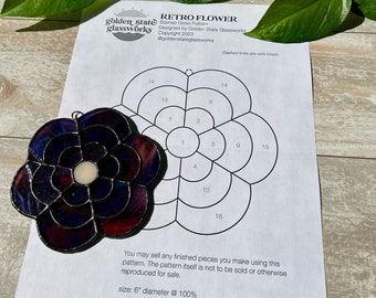 Retro bloem glas-in-loodpatroon: Suncatcher-ontwerp (pdf)