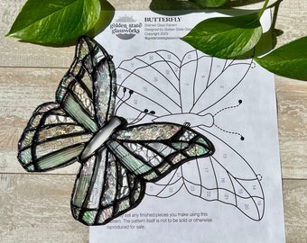 Butterfly Stained Glass Pattern • Stained Glass Patterns • Stained Glass Suncatcher • Digital Download • PDF • Cricut Stained Glass Pattern