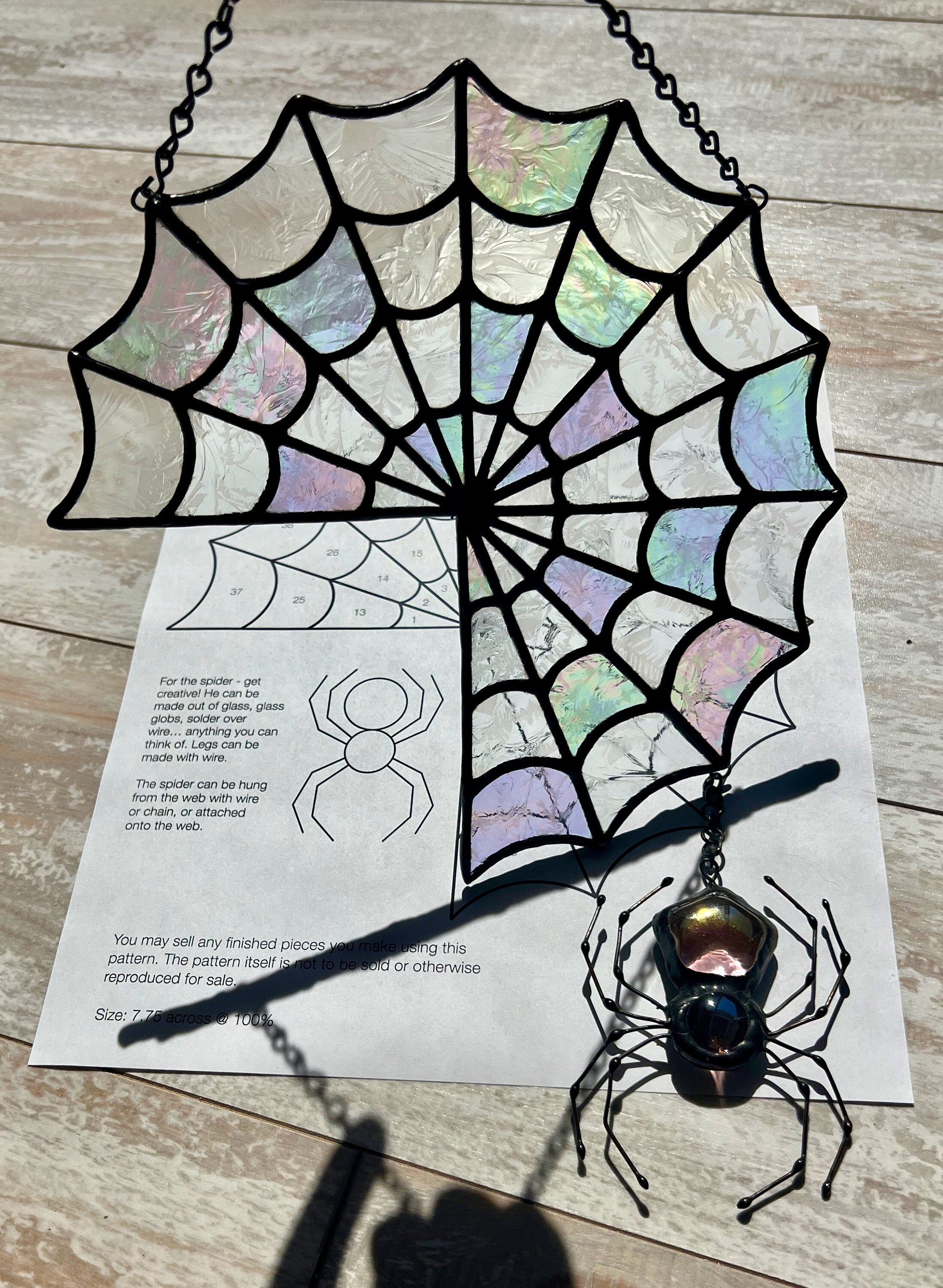 Spiderweb Stained Glass Pattern: Halloween Corner Spider Web (PDF) - Etsy