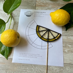 Citrus Slice Stained Glass Pattern • Stained Glass Patterns • Stain Glass Suncatcher • Plant Stake • Cricut Stained Glass Pattern