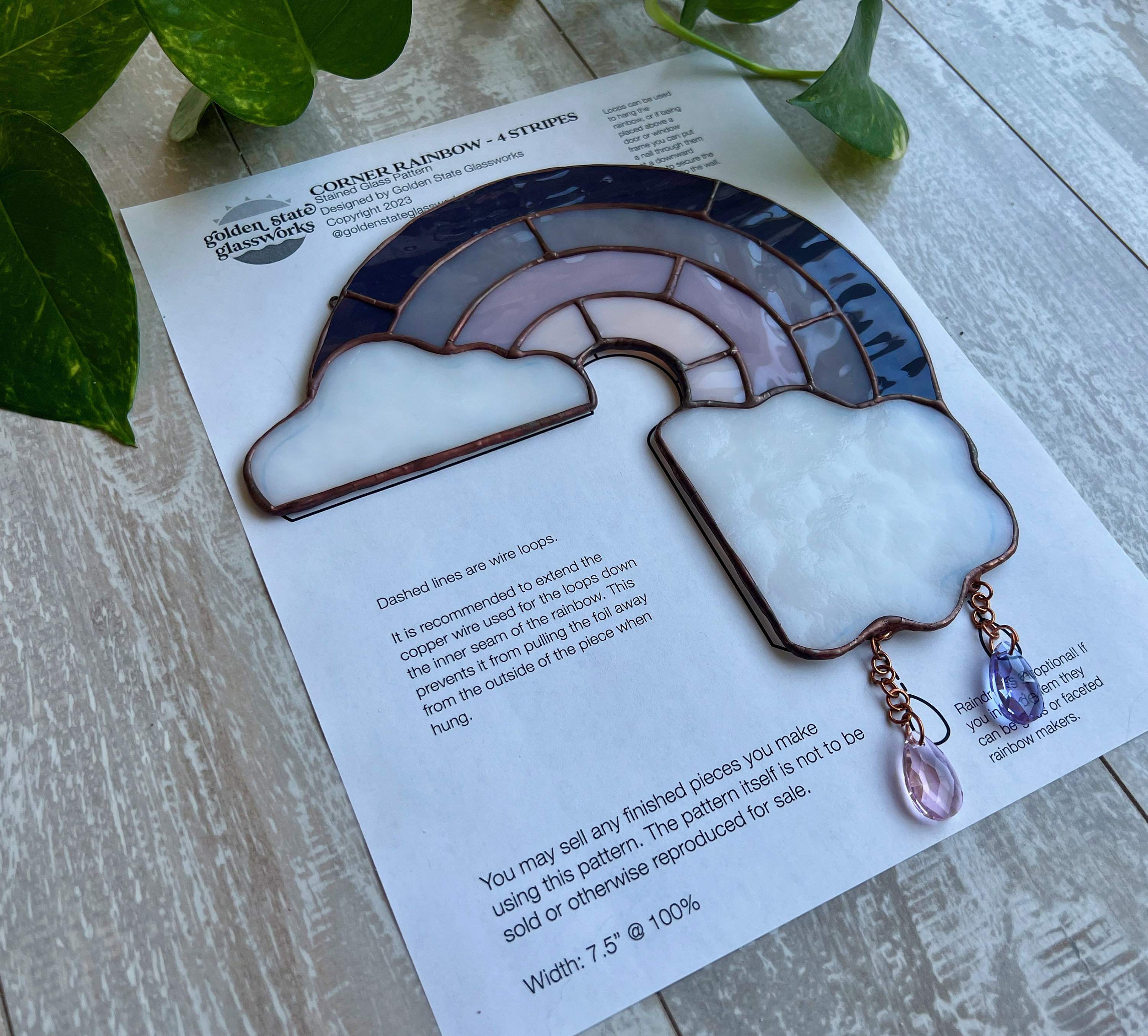 4 Stripe Rainbow Stained Glass Pattern Stained Glass - Etsy