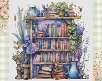 Fantasy Bibliothek Kreuzstichmuster: Bücherecke (PDF-Muster)