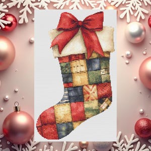 Modèle de point de croix, Noël, Patchwork, chaussettes de Noël, courtepointe