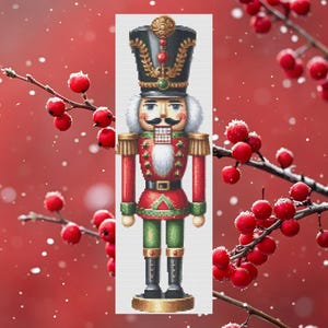 Kreuzstichmuster Nussknacker: Vintage Weihnachtssoldat PDF-Muster