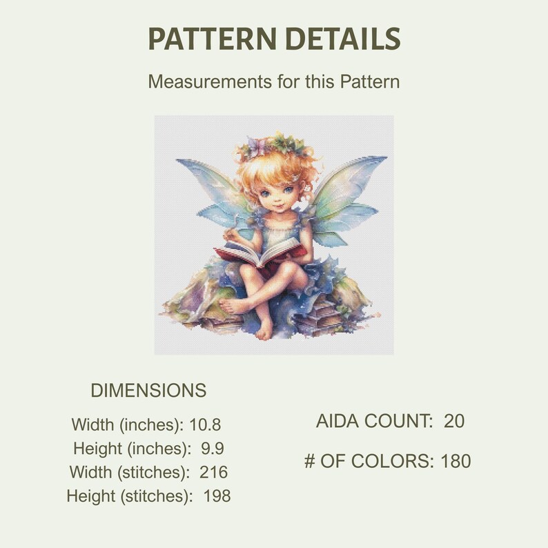 Fairy Reading Book Cross Stitch Pattern: Whimsical Embroidery (PDF) image 2