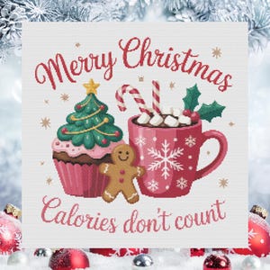Christmas Hot Cocoa Cross Stitch Pattern: Mugs & Cupcakes (PDF Pattern)