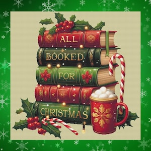 Christmas Books Cross Stitch Pattern: Hot Chocolate, Holiday Readers (PDF Pattern)