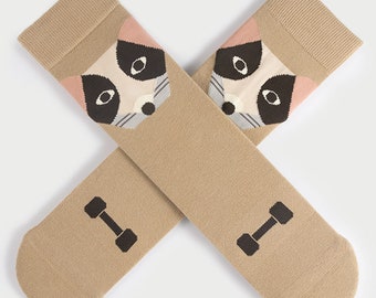 Calcetines de algodón beige con forma de ratón, regalo de San Valentín