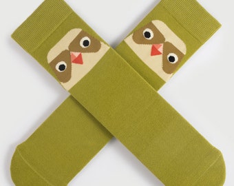 Calcetines con estampado de pájaros verde salvia: un caprichoso regalo de San Valentín