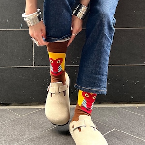Divertidos calcetines lindos de mono para hombres calcetines de zapatilla regalo para él regalo de San Valentín calcetines marrones acogedores regalo de aniversario de bronce regalo para los amantes de las mascotas