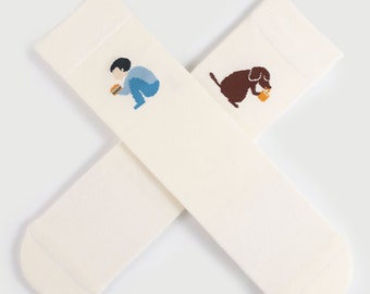 Calcetines personalizados con cara de perro: mezcla de algodón Pima, regalo para amantes de los perros