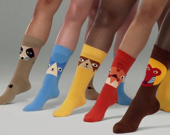Calcetines con caras divertidas, cómodos calcetines de mezcla de algodón