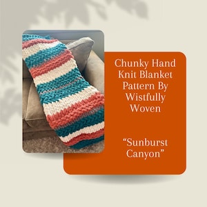 Grosse couverture tricotée à la main, modèle PDF par nostalgie - Sunburst Canyon