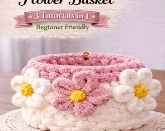 Chunky Hand Crochet Flower Basket Tutorial, Mother’s Day DIY, Beginner Friendly
