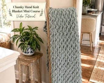 Chunky Knit Blanket Mini Course: Criss Cross Herringbone Stitch Tutorial (Video + PDF)