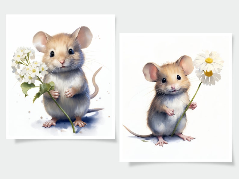 Niedliche Maus und Blume Clipart 14 Hochwertige JPGs - Etsy.de