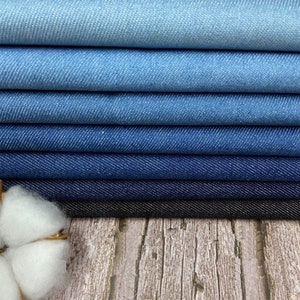 Heavy Blue Denim Fabric , Washed Denim, Cotton Denim, Denim, Jacket Fabric , ,By the half Yard