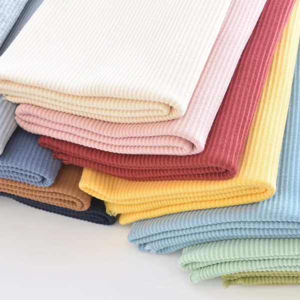 Tissu tricoté à rayures en pur coton avec coupe côtelée à volonté, variété solide, mélange de polyester, étirement dans 4 directions, par la demi-cour