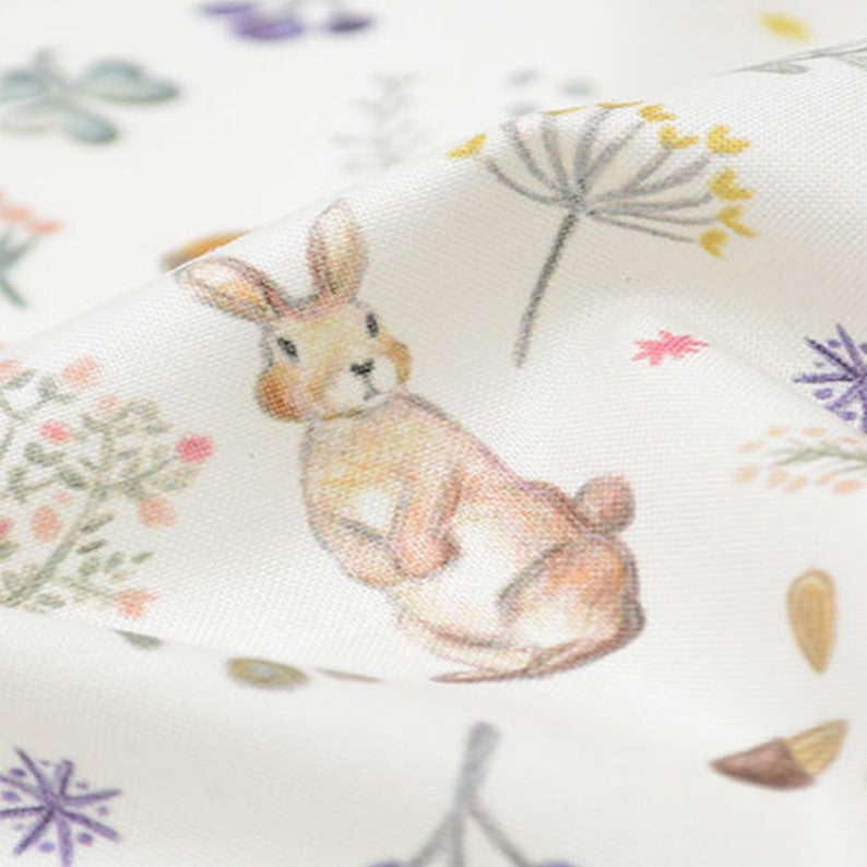 Pure Cotton Fabric, Rabbit Printed Cotton Fabric in the Yard, Cute