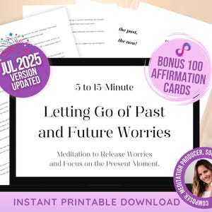 Letting Go Guided Meditation Script: Stress Relief + Affirmation Cards (PDF Download)