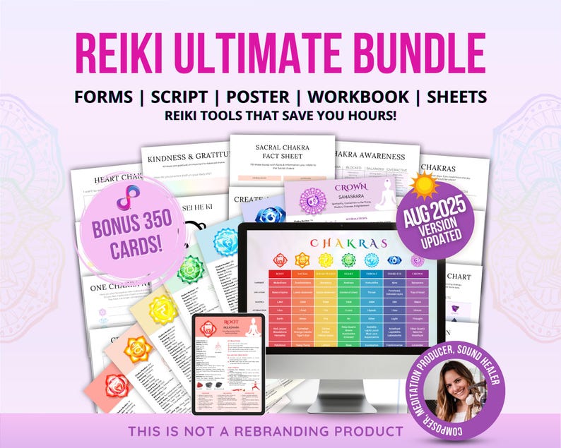 Reiki Healing Mega Bundle: Chakra Alignment, Meditation, Reiki Business Forms (MP3 & PDF Download) image 1