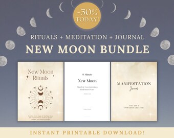 New Moon Ritual Kit, Bundle Moon Phase, Lunar Cycle Rituals and Meditation Script, Manifestation Ritual, New Moon Guided Meditation Script