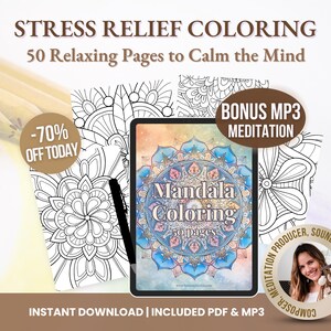 Livro de colorir mandalas: 50 páginas para aliviar o estresse (download digital)