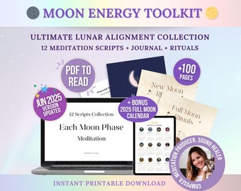 Guided Meditation Scripts for each Moon Phase: Lunar Rituals & Journal (Digital Download)