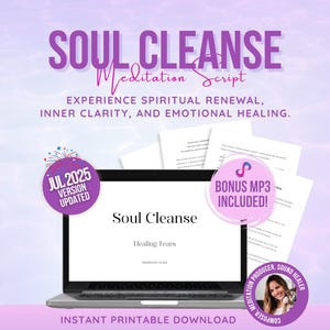 Soul Cleanse Guided Meditation, Clean Negative Energy Script, Spiritual Renewal and Inner Clarity, PDF Printable for Spiritual Seekers