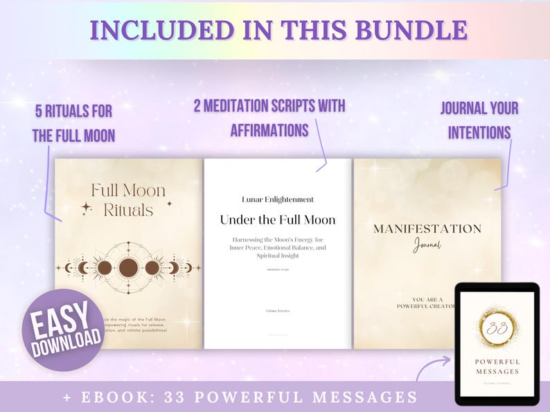 Full Moon Ritual Bundle, Moon Phase Printables, Lunar Cycle Rituals ...