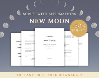 New Moon Meditation Script, Empower Your Intentions, Printable Guided Meditation PDF, Lunar Cycle, Manifestation Ritual, Spiritual Journal