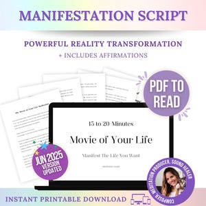 Manifestation geführte Meditation PDF, Traumleben 2025 druckbare, Traumleben Meditation 2025 PDF, Gesetz der Anziehung, Meditation Skript