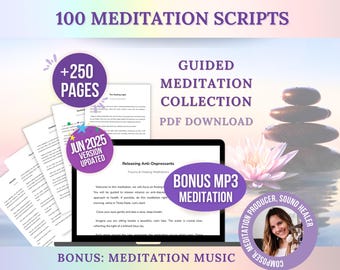 100 Guided Meditation Scripts: Mindfulness & Spiritual Coaching (Digital Download)