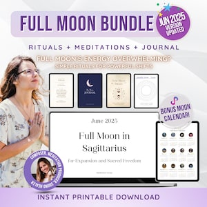 Full Moon Ritual Bundle: Manifestation Rituals & Guided Meditation Scripts for June 2025 Moon | Full Moon 2025 Calendar Included