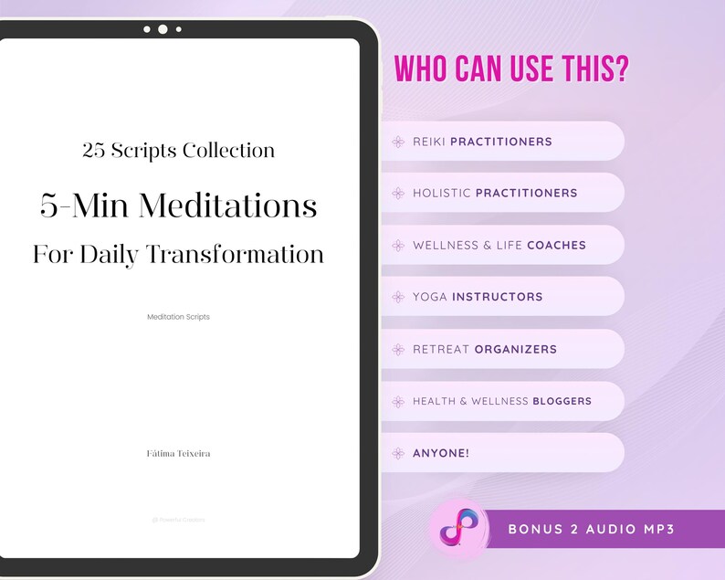 Movement Meditations Script 5-minute Meditation Script Bundle: 25 Guided Meditations + Bonus MP3 ...