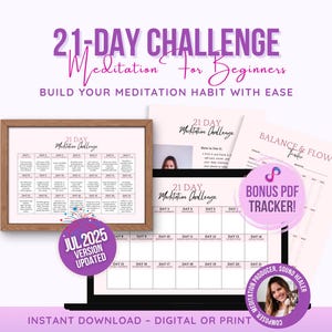 Desafio de Meditação de 21 Dias: Calendário Imprimível e Rastreador de Bem-Estar (Download em PDF)