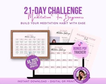 21-Day Meditation Challenge: Printable Calendar & Wellness Tracker (PDF Download)