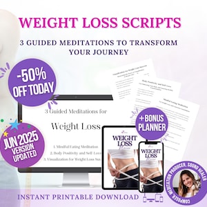 Pacchetto di meditazione per la perdita di peso: script guidati e pianificatore (PDF)