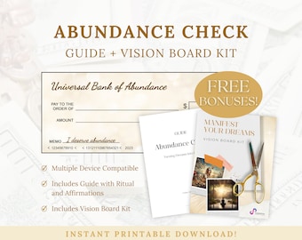 Money Manifestation Check Printable: Abundance Guide & Vision Board Kit (PDF)