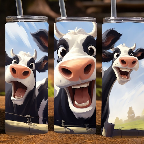 3 Cows funny Selfie, 20 Oz Skinny Sublimation Tumbler Wrap Digital Design, PNG File Download, 9.2 x 8.3” Farm Animals Sublimation