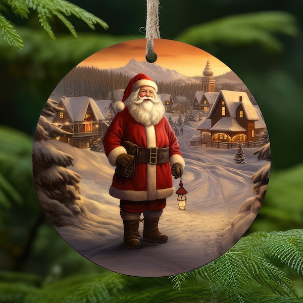 Santa Claus, Christmas Round Ornament - Instant Download -Santa Claus Christmas Ornament - Christmas PNG, Santa Sublimation