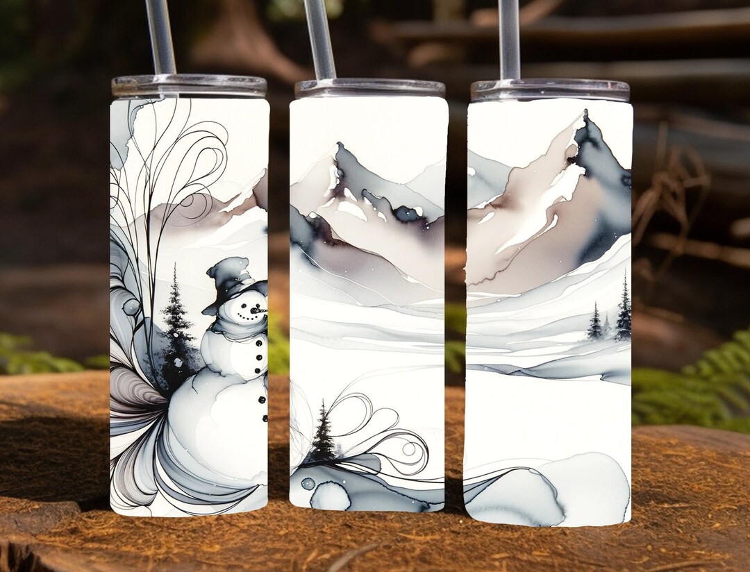Snowman in a Winter Scene, 20 Oz Skinny Sublimation Tumbler Wrap ...