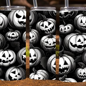 Halloween Pumpkins 20 Oz Skinny Sublimation Tumbler Wrap Digital Design, PNG File Download,  9.2 x 8.3&quot; Pumpkin Tumbler Wrap