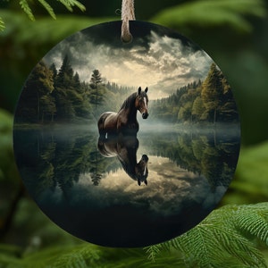 Pferd Spiegelbild, Weihnachten Runde Ornament - Sofort Download - Pferd Ornament - Weihnachten PNG
