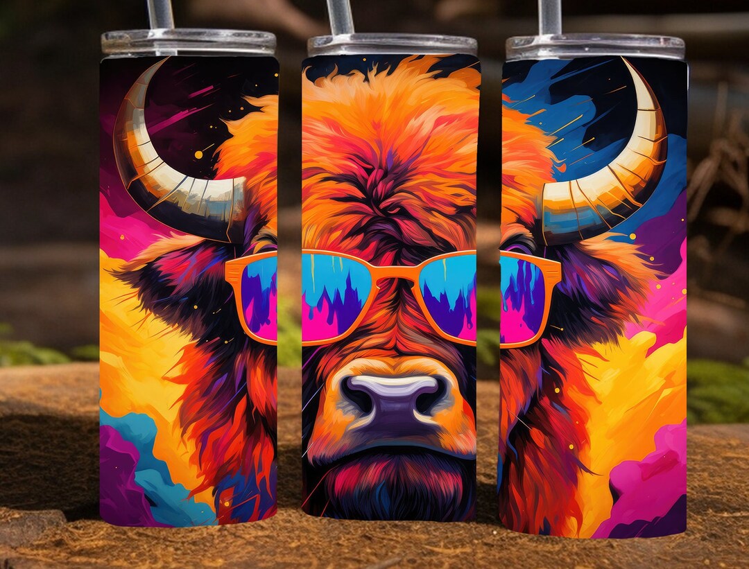 Buffalo Wearing Sunglasses, 20 Oz Skinny Sublimation Tumbler Wrap