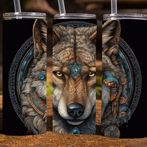 Beautiful Wolf 20 Oz Skinny Sublimation Tumbler Wrap Digital Design, straight skinny tumbler wrap png, 9.2&quot; x 8.3”