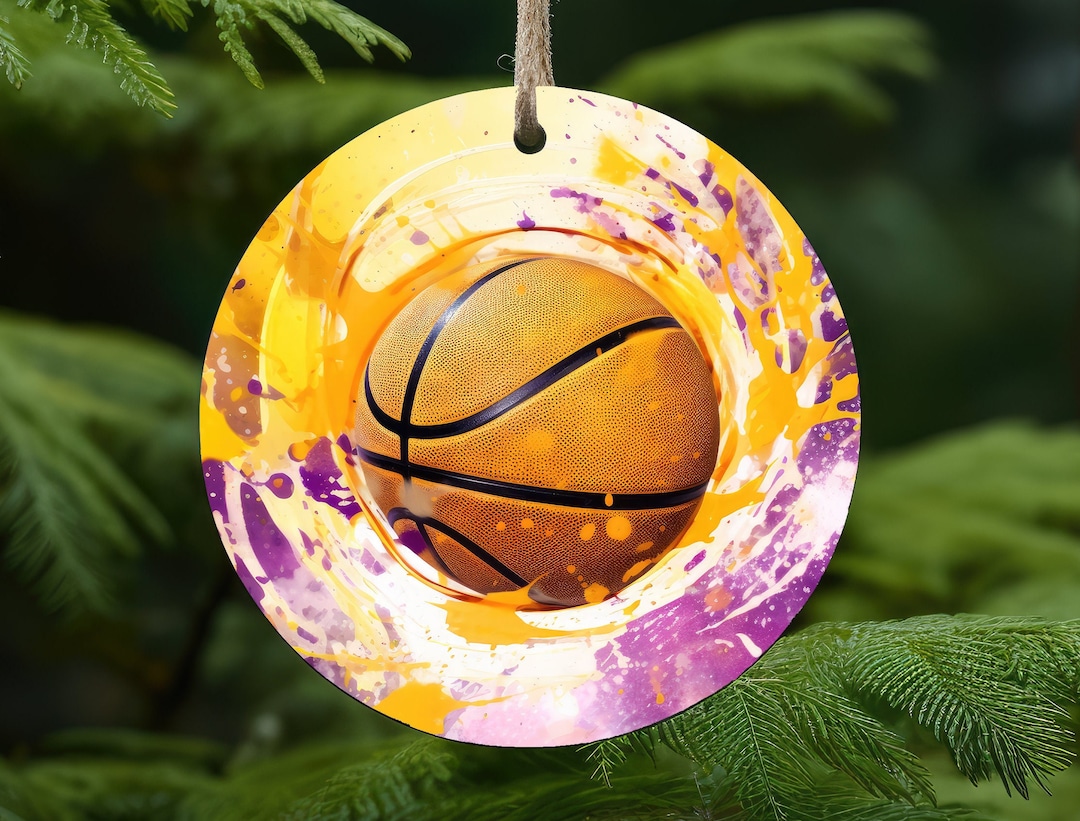 Basketball Sublimation Design Christmas Round Ornament Etsy
