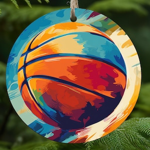 Basketball Sublimation Design, Christmas Round Ornament - Instant Download - Sports Christmas Ornament - Basketball Christmas Ornament PNG