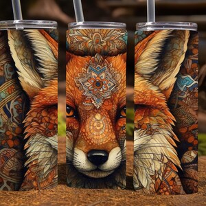 Beautiful Fox, 20 Oz Skinny Sublimation Tumbler Wrap Digital Design, PNG File Download,  9.2&quot; x 8.3”
